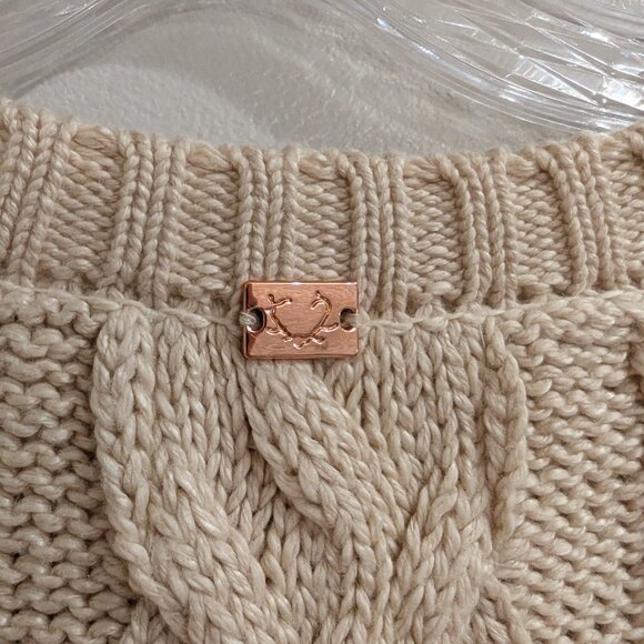 FOR LOVE & LEMONS KNITZ Wythe Bell Sleeve Sweater L Oversized Loose Weave Cream - Picture 9 of 14